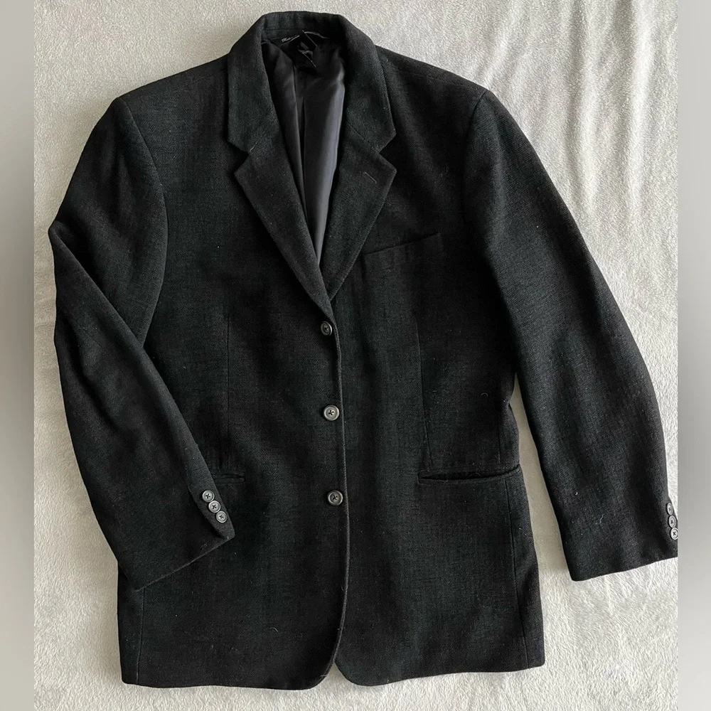 Claiborne Black Blazer Jacket Fabric Woven in Italy 40R
